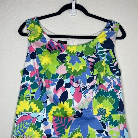 Talbots Floral Multicolor Sleeveless Sheath Dress Pink Blue Green Spring - Picture 2 of 9
